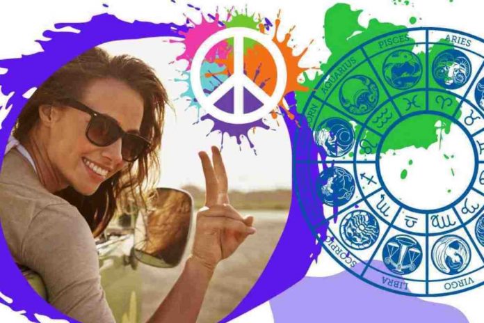 Donna felice che dispensa pace Segni zodiacali tranquilli