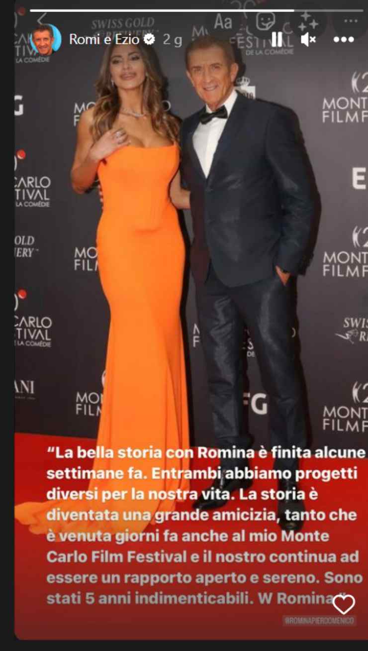 Romina e Greggio annuncio social