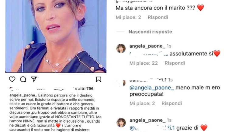Angela Paone, il post su Instagram non è passato inosservato