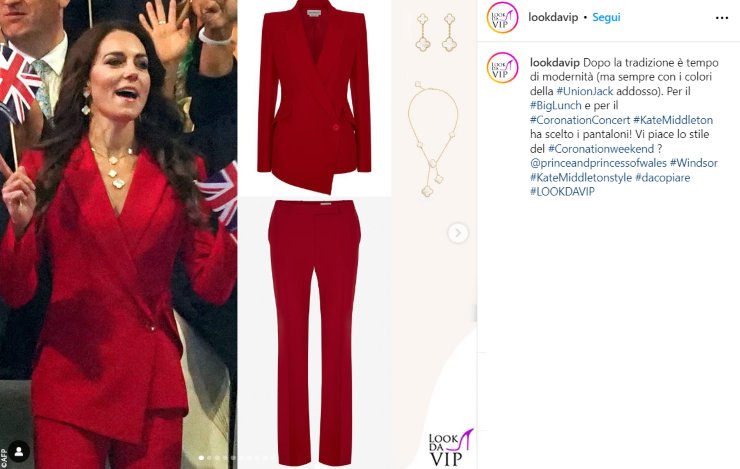 kate middleton tailleur rosso asimmetrico look