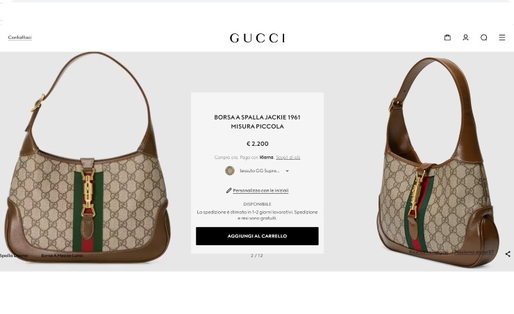 borsa gucci jackie 1961 gg supreme prezzo 