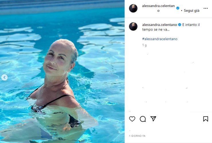 alessandra celentano senza trucco piscina