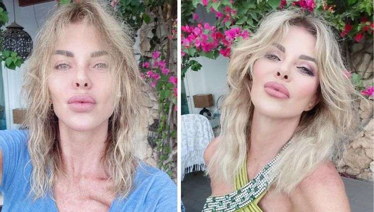 Alba Parietti con e senza trucco