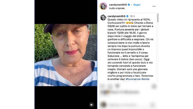 carolyn smith annuncio su instagram