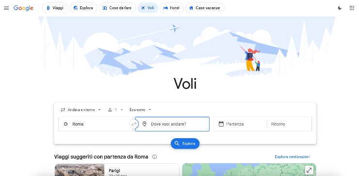 google flights offre molti filtri per personalizzare la ricerca dei voli