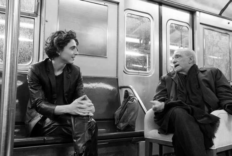 Timothée Chalamet e Martin Scorsese sul set dello spot Bleu de Chanel