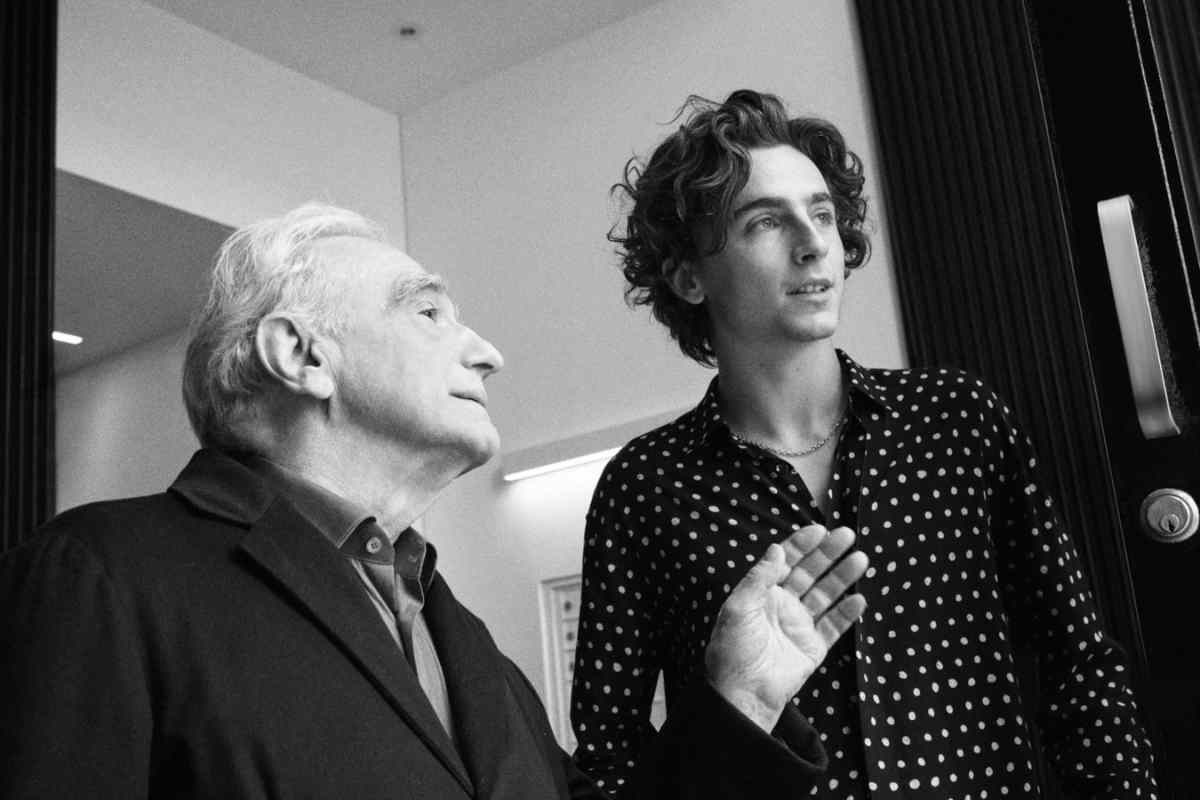 Martin Scorsese e Timothée Chalamet sul set dello spot di Bleu de Chanel