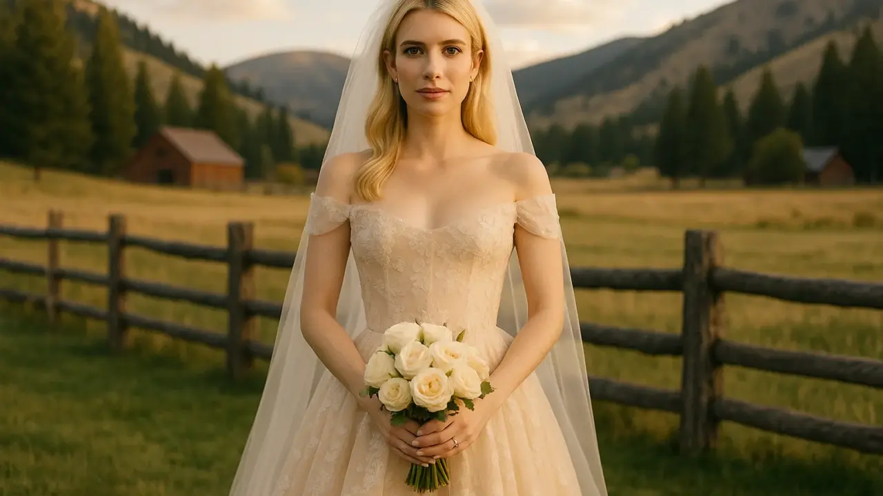 Il matrimonio di Emma Roberts in Idaho: gli abiti Monique Lhuillier e il vintage Pierre Cardin