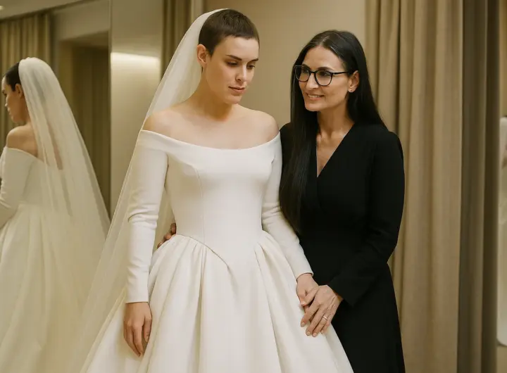 Tallulah Willis sposa Balenciaga: l'abito e il momento con Demi Moore