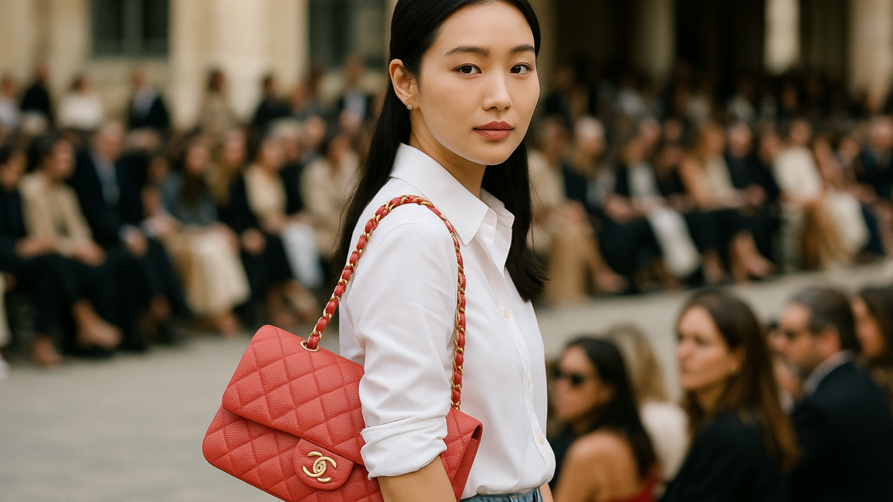 Charlotte Casiraghi e la nuova borsa Chanel color fragola alla Haute Couture di Parigi