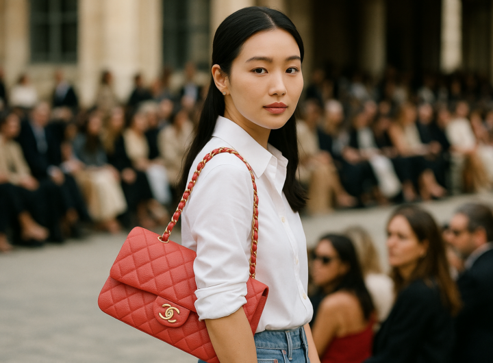 Charlotte Casiraghi e la nuova borsa Chanel color fragola alla Haute Couture di Parigi