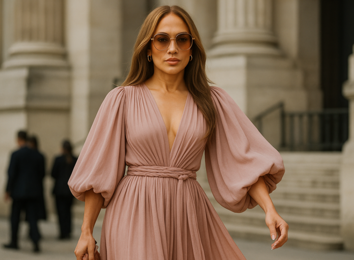 Jennifer Lopez a Parigi: il soft boho rosa poudre e kaki dell'estate 2026
