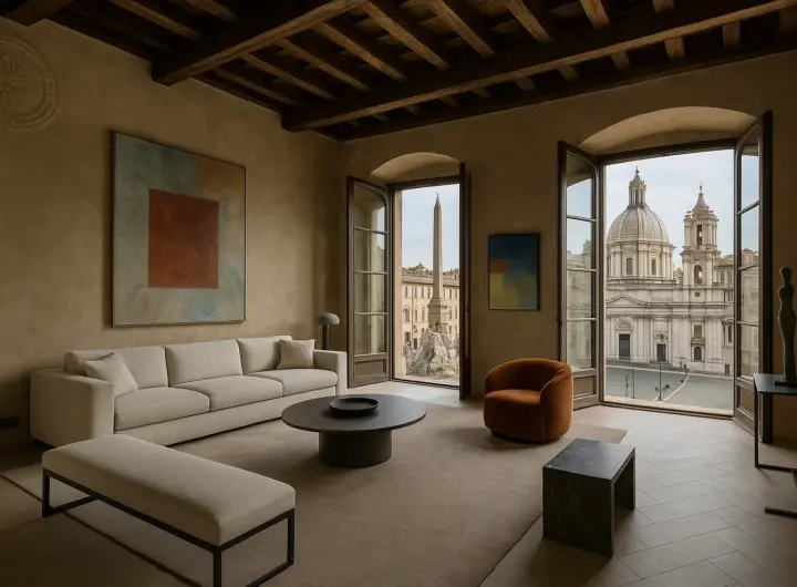 Attico su Piazza Navona: la casa dei sogni a Roma con collezione d'arte e vista sui tetti