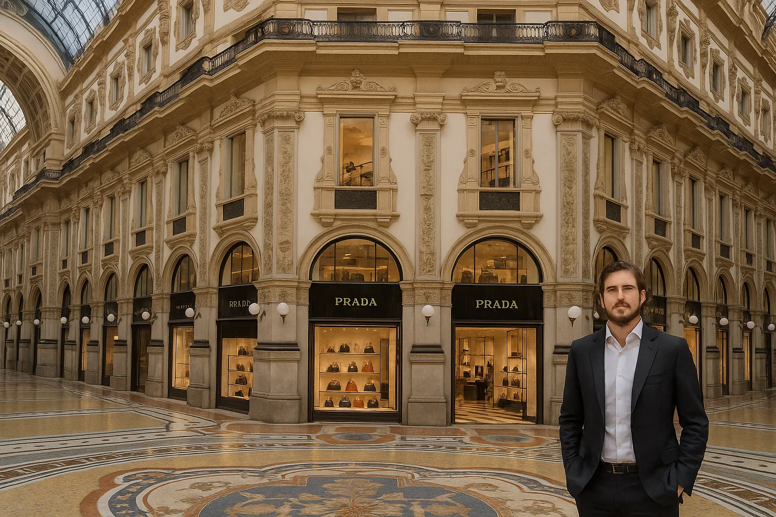 Prada Galleria Milano: otto piani di storia, architettura e il ritorno alle origini in Galleria Vittorio Emanuele II