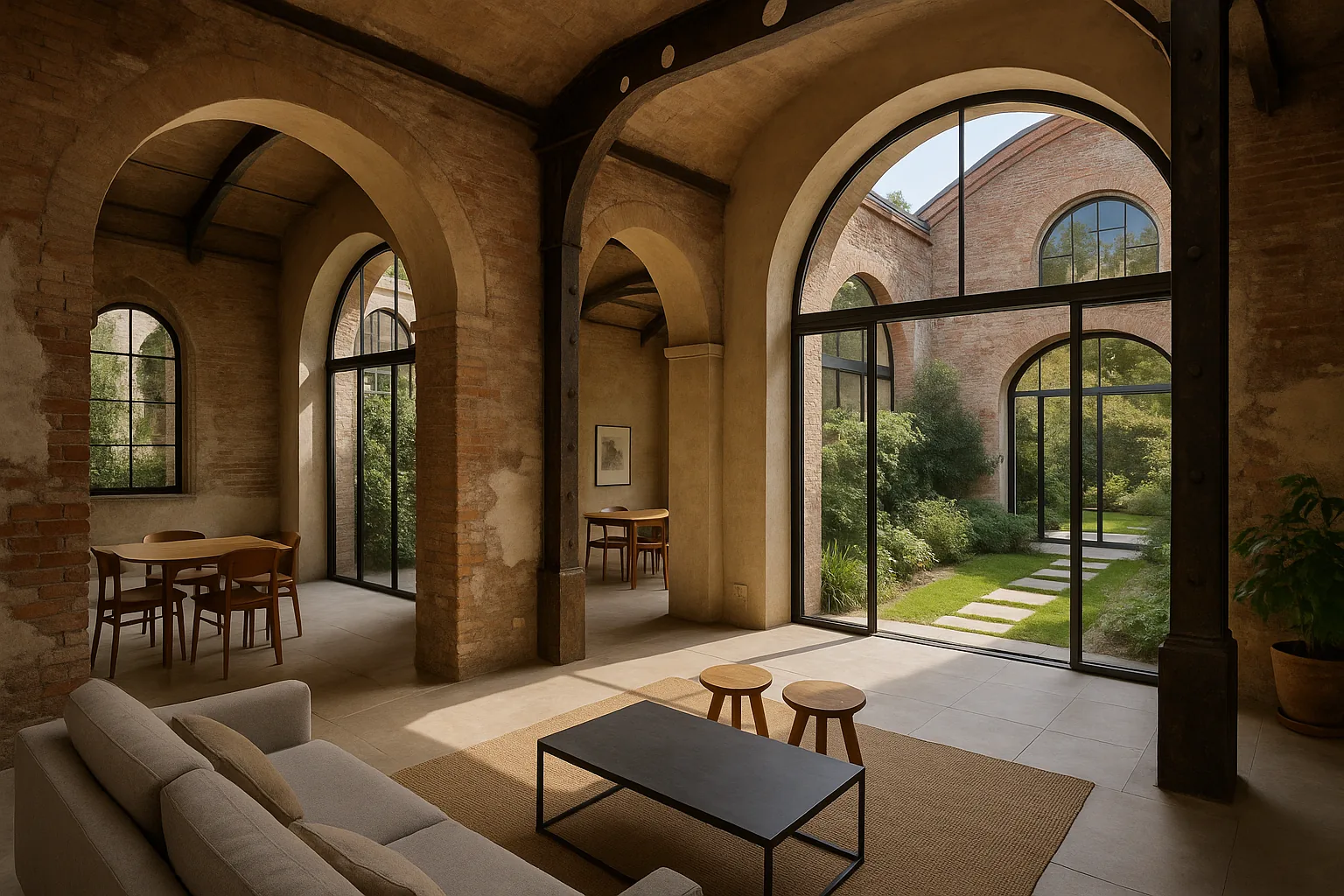 Casa Archi a Milano: quando un ex magazzino industriale diventa villa con giardino (2)