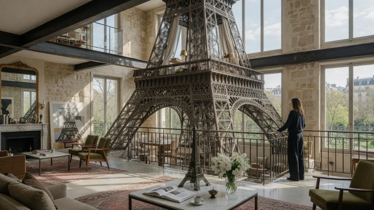 Loft a Parigi con lucernario a forma di Torre Eiffel: quasi 2 milioni di euro a Parc Monceau