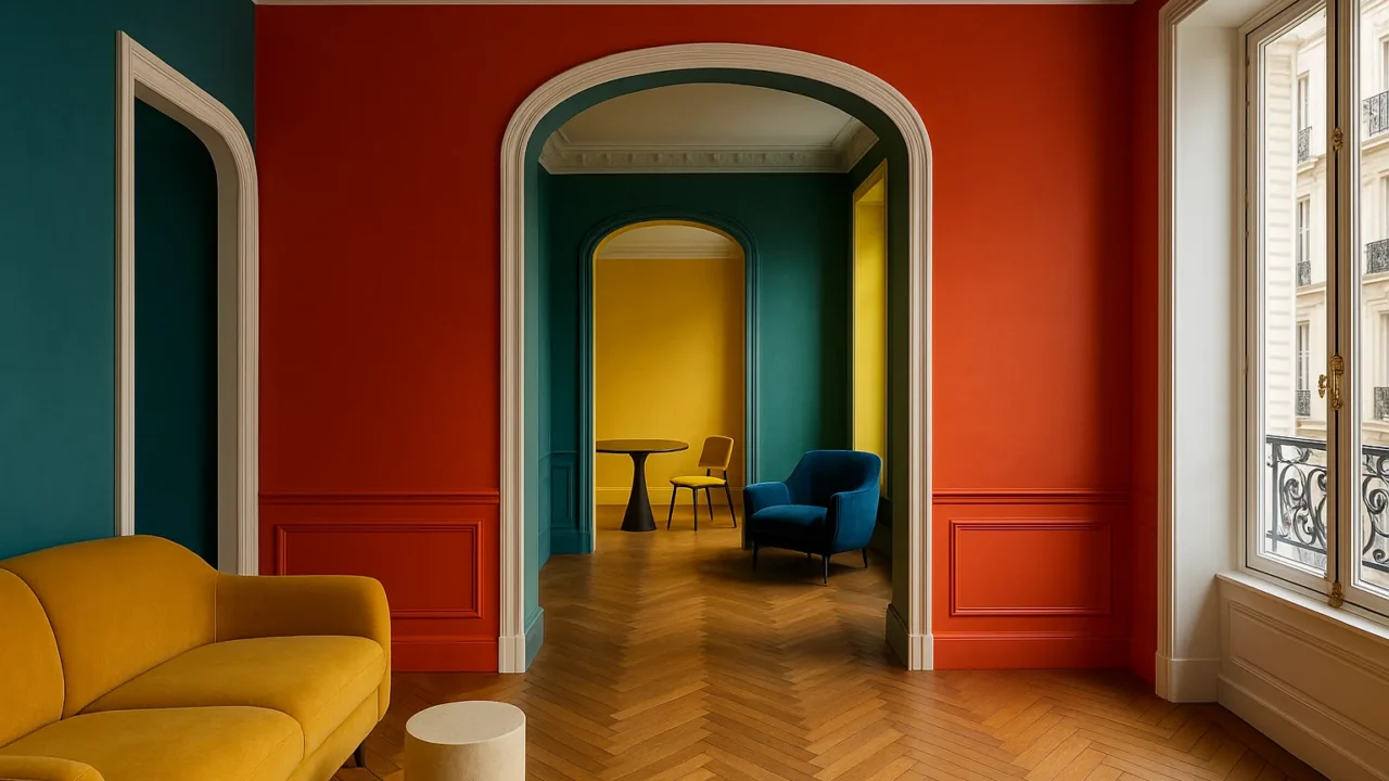 Appartamento a Parigi trasformato dai colori: il progetto di Anne Chaperon a Place de Clichy