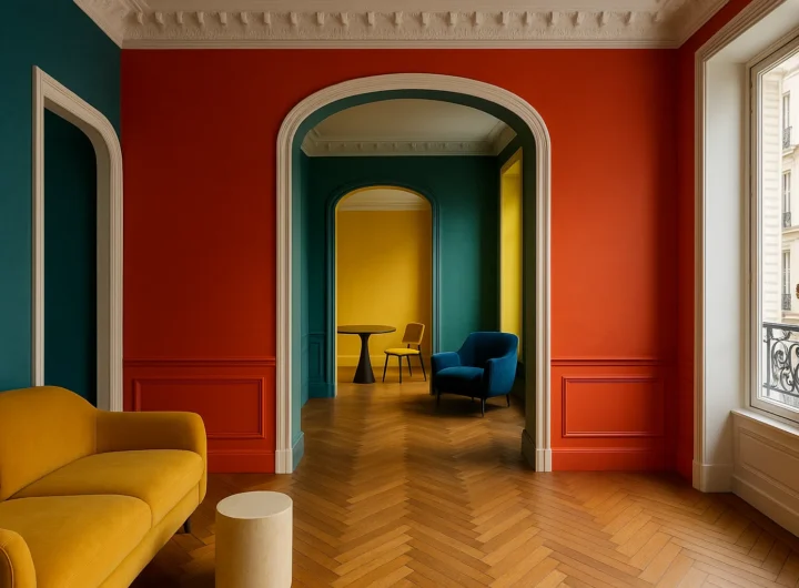 Appartamento a Parigi trasformato dai colori: il progetto di Anne Chaperon a Place de Clichy