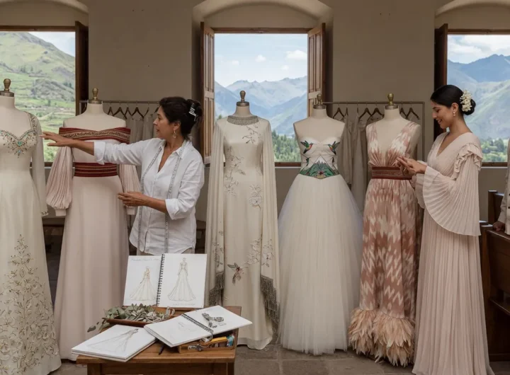 Francesca Miranda disegna 5 abiti custom per il matrimonio in Sacred Valley